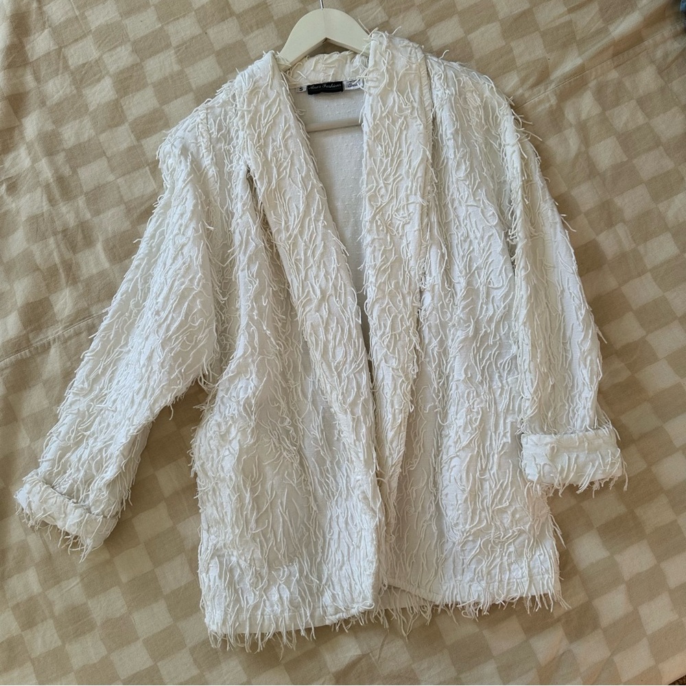 White Vintage Blazer with Fringe